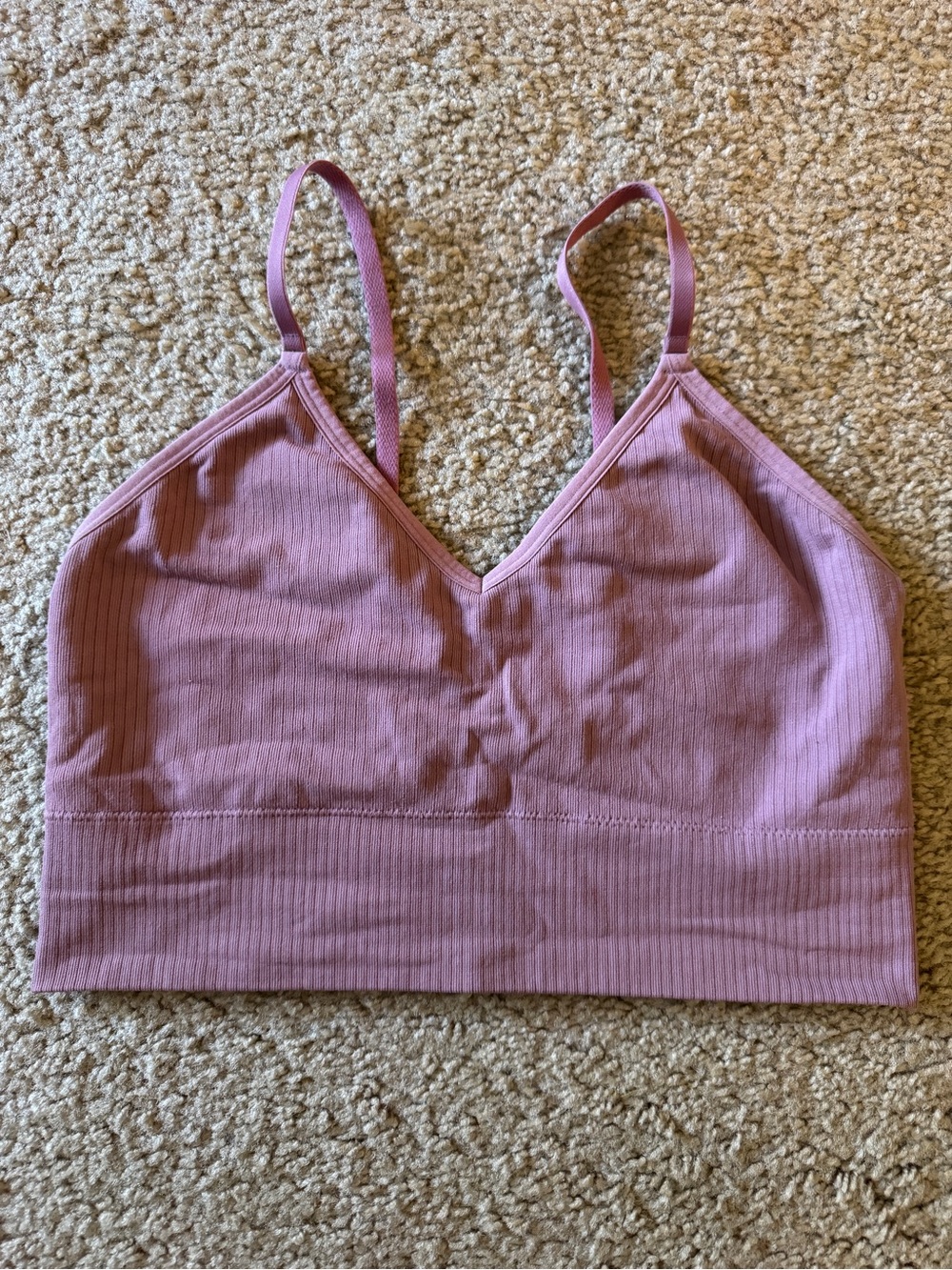 Auden: Ribbed Mauve Bralette with Adjustable Straps